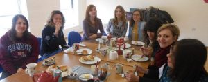 Au Pairs enjoy tea and a chat at the Central School of English Au Pair Club Cafe
