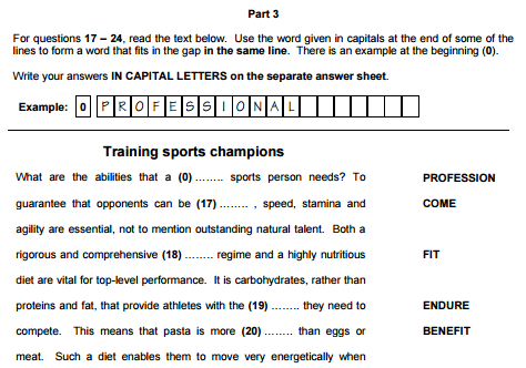 Cambridge CAE Use of English Part 3 Sample